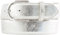 BELTINGER Damen-Gürtel mit Metall-Optik Echt Leder 4 cm | Leder-Gürtel Metallic-Look 40mm glänzend | Metall-Ledergürtel mit runder Gürtelschnalle | Silber 90cm