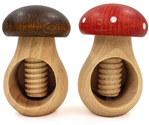 Nussknacker Pilz & Fliegenpilz aus Holz, 2 Stück