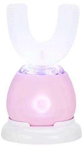 Elektrische Ultraschall-Zahnbürste, U-förmige automatische Zahnbürste mit 3 Gängen und 360°-Reinigung für Erwachsene und Kinder, Intelligente Zahnbürste für den ganzen Mund, IPX7(Rosa)