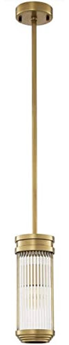 Casa Padrino Luxus Hängeleuchte Antik Messing Ø 12 x H. 30,5 cm - Hängelampe mit rundem Glas Lampenschirm - Wohnzimmer Hängeleuchte - Luxus Leuchten - Luxus Qualität