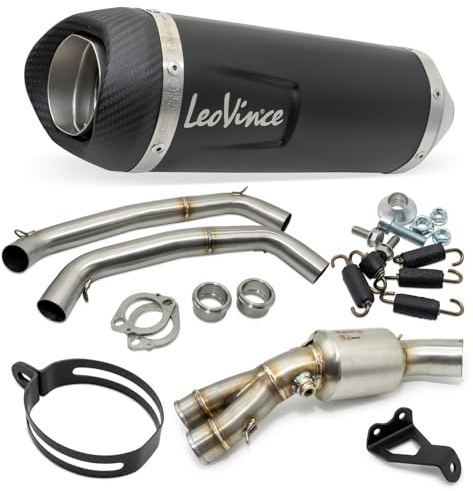 Auspuffanlage LeoVince Komplettanlage SBK LV ONE EVO Black Edition, Edelstahl schwarz, Carbon Kappe, 2/1, mit Zulassung für MT-07 / MT-07 Tracer/XSR 700 mit Kat
