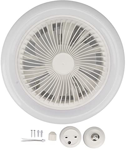BuyWeek - Ventilador de techo LED, 9,8 pulgadas, 3 velocidades, ventilador de techo, lámpara LED E27, lámpara LED de techo con ventilador para sala de estar, 86‑265 V, color blanco