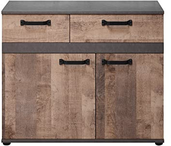 trendteam smart living - Kommode Schrank - Wohnzimmer - Stripe - Aufbaumaß (BxHxT) 100 x 83 x 41 cm - Farbe Matera mit Eiche Tabak - 194786048