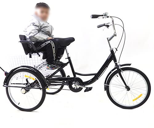 HaroldDol 20 Zoll Dreirad Für Erwachsene Mit Einkaufskorb, 3 Räder Fahrrad Senioren Erwachsenendreirad, Single Speed, Geschenke