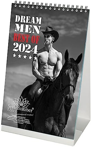Sexy Dream Men für 2024 DIN A5 Tischkalender Erotik Männer Mann - Geschenkset Inhalt: 1x Kalender, 1x Weihnachts- und 1x Grußkarte (insgesamt 3 Teile)