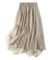 Dninmim Damen Einfarbig Casual Plissee A-Linie Rock Rosa Stretch Hohe Taille Lose Midi Kleid, khaki, 40