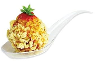 12 Bicchierini Cucchiai - Finger Food in plastica Trasparenti - 12x3,8cm - bicchieri coppette da dessert monoporzione - Contenitori Riutilizzabili per Budini, Mousse, Gelati, dolci e salati
