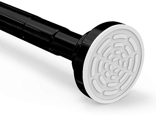 Foeska Barre télescopique Tringle de Rideau de Douche sans perçage en Acier Inoxydable Tringle Extensible par Rotation (Noir, 120-215cm)