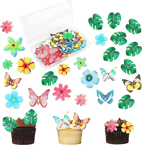 Ticeed 148Pcs Tropische Schildkrötenblätter Cupcake Topper Blumen Kuchen Deckel Blätter Tortendeko für Party Hochzeit Geburtstag