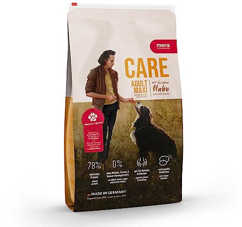 mera Care Adult Maxi Huhn, Trockenfutter für Hunde großer Rassen, mit 78% tierischen Protein, ohne Weizen, 4kg