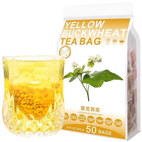 Plant Gift 50 Cups Yellow Buckwheat Tea Bag (黄苦荞茶 HUANG KU QIAO CHA) 8.81oz (5g*50bags/250g) Buchweizen Natürliche gemischte Kräuterkombination von Blumentee