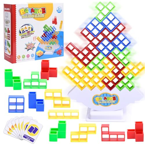 DAOUZL Trate Tower Spiel, Tetra Tower, Balance Tetris, Tetris Balance Spiel, Schaukelstapel Hoch Kinder-Balance-Spielzeug, Tetris Tower, Stapelturm Spielzeug Geschenke für Jungen Mädchen ab Jahre 5+