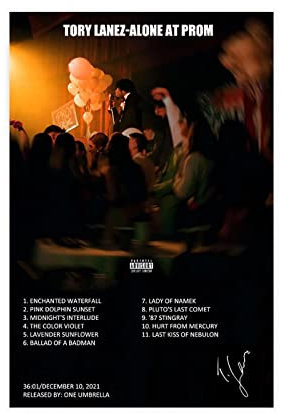 OWNPET Leinwand-Poster, Motiv: Sänger Tory Lanez Alone At Prom, Album, Wandkunst, Dekor, Bild Gemälde für Wohnzimmer, Schlafzimmer, Dekoration, ungerahmt, 30 x 45 cm