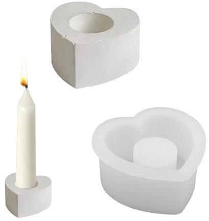 YEJAHY Silikonform Kerzenhalter, Halloween DIY Gießform Kerzenhalter, zum Ausgießen mit Kreativ Beton, Art Resin Gießharz(Herzförmig)