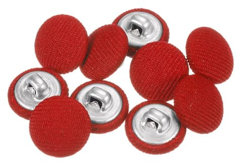 QUARKZMAN 10 Stück Knöpfe mit Stoffüberzug 12,5mm Runder Metallschaft Ösen Stoffknöpfe mit Stoff bezogen Nähknöpfe Vintage Ösenknöpfe für Anzüge Kleider Blusen Bastel DIY, Rot