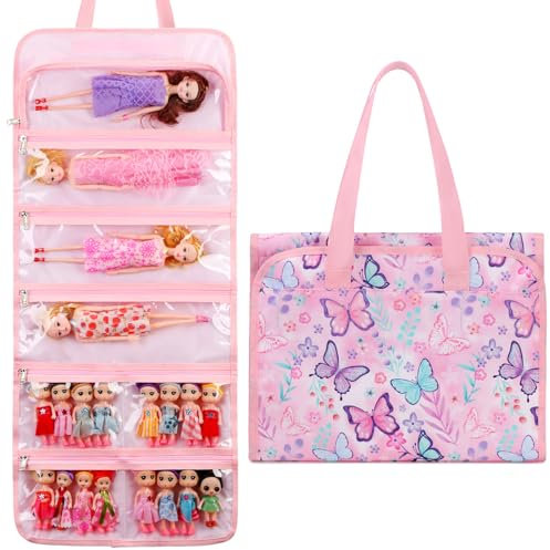 Octsky Aufbewahrungstasche für Spielzeugpuppen, Tragetasche, kompatibel mit LOL Surprise Toys Puppen Omg, hängende Organizer-Aufbewahrungstasche mit 8 transparenten Fenstertaschen, nur Tasche