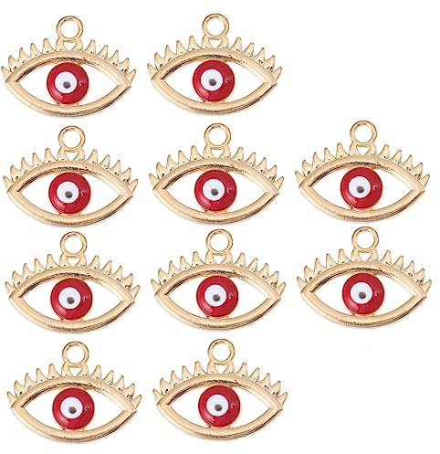 NUOBESTY 10pcs Devil Eye Shaped Charms for Jewelry Making Evil Eye Hanging Pendants for Bracelets Necklaces and Unique Accessories