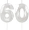 Yiran White 60th Birthday Number Candles, 3D Design, Eco-Friendly, Unscented, Novelty Candle, Celebration, Anniversary