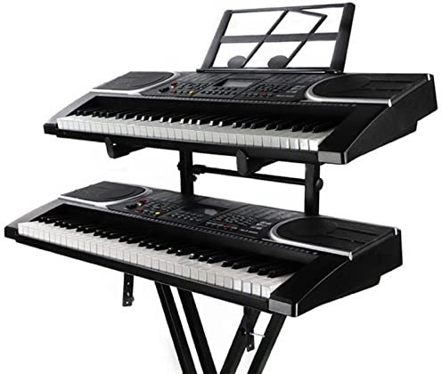 Fellflying Piano Keyboard Stand Detachable, 2 Tier Electronic Piano Stand With Adjustable Height, Portable Rack Holder Accessories For Home Studio