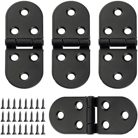 4 Piezas Bisagras Plegables, Bisagra 180 Grados, Bisagra de Mesa, Bisagra de Puerta con Tornillos, Bisagra para Maquinas de Coser, Mesas Plegables, Armarios, Muebles, Puertas (Negro)