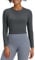 G4Free BareFeel Womens Long Sleeve Crop Top Activewear Shirts Sports Crop Tops Slim Athletic Gym Yoga Shirt Cropped Basic Tight Shirt Dark Gray