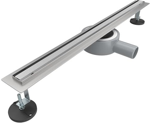 SONNI Edelstahl Duschrinne 60 cm, Komplettset Ablauf 360° Drehbar, 15 mm Schlank Schmal Platte, mit Geruchsstop, Haarsieb - Randablauf