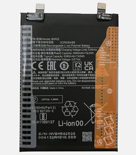 Audiosystem BATTERIA COMPATIBILE per XIAOMI REDMI NOTE 11T PRO 5G 22041216C / POCO X4 GT 22041216G BM5G, Sostituzione Ricambio Pari Originale con Capacità 5080MaH