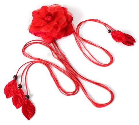 LumiSyne Cintura Intrecciata Donna Cintura In Corda Cintura In Vita Sottile Decorazione Floreale Ciondolo Di Foglie Annodato Cintura a Catena Corda Cintura Per Abito Spiaggia Vacanza Matrimonio Festa