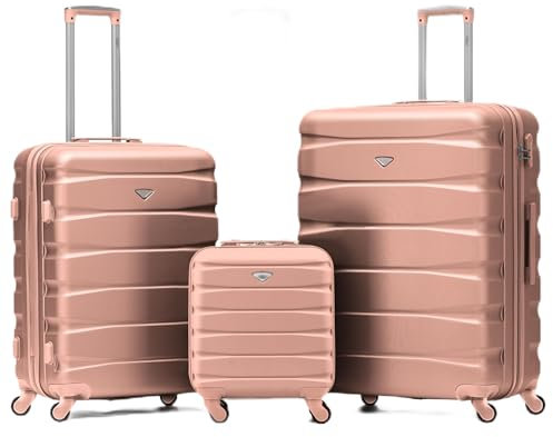 Flight Knight Case Lot De 3 Moyen et Grand Bagages a Main Legers en ABS Rigide a 4 Roues Approuve pour Plus De 100 Compagnies Aeriennes, Y Compris BA, Ryanair et easyJet 45x36x20cm