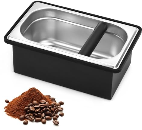 Espresso-Klopfbox, Edelstahl-Kaffeeklopfbox, große Kapazität, Kaffeepuck-Behälter, Espressomaschine, Werkzeug für Kaffeesatz (Large)