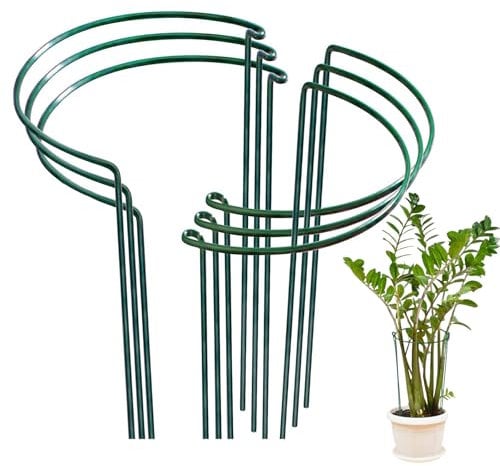 6 Stück Pflanze Stützpfähle, Metall Halbrunde Pflanzenstütze, Garten Unterstützt Pflanze Rankhilfe Blumenstütze Pflanzenhalter für Topfpflanzen Pfingstrosen Hortensien Gemüse (35x20cm)