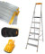 DRABEST Trittleiter 6 Stufen Klappbar - Alu Leiter - Stabiler Klappleiter mit Ablage und Breiten Stufen - 120 mm, rutschfest - Leiter für Hausgebrauch und Arbeit - bis 150kg