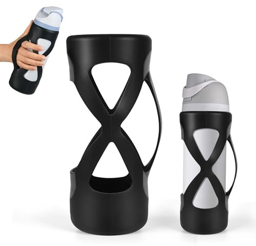 Fioxcomko Silicone Water Bottle Boot for Owala 24 oz, Black Silicone Boot with Handle, Anti-Slip Protective Sleeve for Water Bottle