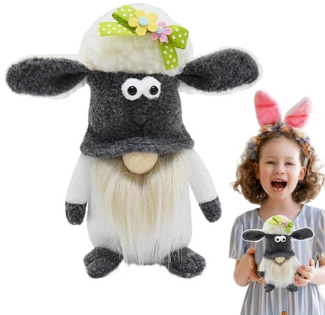 Ostern Gnome Plush - Plüsch gesichtslose Zwergpuppe, Ostern gefüllte gesichtslose Puppe | Niedliche Osterdekor mit Lammkopfdeckel, Kobold Statue für Schlafzimmer, Wohnzimmer, Perfekt für Osterferien