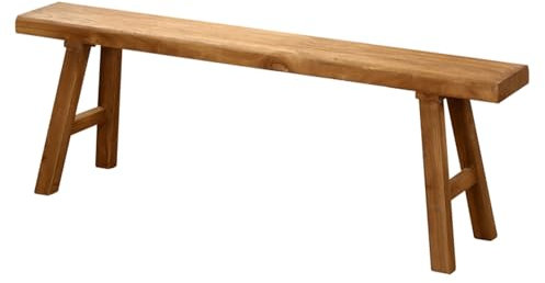 Holzbank Rustikal, Küchenbank, Bank Flur mit Maserung, Bank aus Verwittertem Naturholz, Schmale Eingangsbank, Schlafzimmerbank, Armloses Design und Kurze Höhe, Einfach zu Montieren(50cm/20)