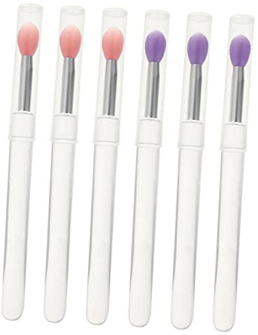Beavorty 6pcs Silicone Lip Mask Brush Eyeshadow Applicator Caps for Makeup Portable Lip Balm Brush for Women