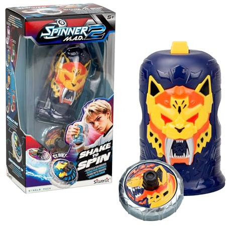 Bizak Spinner Mad 2 Shake, Peonza Individual con Mecanismo Avanzado, Jade Wolf, Juguete de Batalla para Niños y Niñas +5 Años, 6 Estilos Diferentes para Coleccionar, (62006323-3)