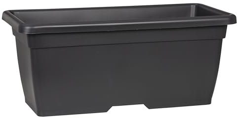 Scheurich Nora Long 60 - Pot de Fleurs rectangulaire en Plastique - Gris métallisé - 62 cm de Large - 31,5 cm de Profondeur - 28 cm de Haut - 93,6 l - Volume :