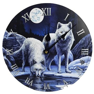 Puckator Lisa Parker Warriors of Winter Wolf Horloge murale – Horloge murale – Hommes mignon cool Preppy Home Gaming Room Chambre Bureau Décoration – Accessoires esthétiques Stuff Men Things