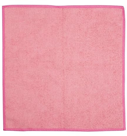 Jantex Microfibre Cleaning Cloths 400x400mm (Pack of 5), Pink | Absorbs spills quickly and lifts grease wet or dry; machine-washable and reusable for demanding professional environments.