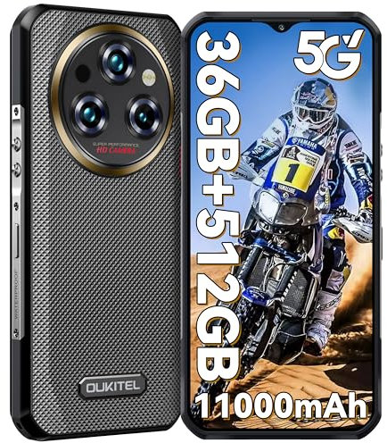 OUKITEL WP35 Pro Rugged Phone - 512GB ROM+36GB RAM, Android 14 Rugged Smartphone with 11000mAh Battery, 6.6 FHD+Display 64MP+32MP Camera, 5G Dual SIM Phone Unlocked Fingerprint & Face Unlock,Gold