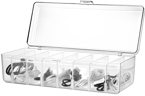 Caja Organizadora Cables - Guarda Cables en Pet - Organizador Cables Caja con 8 Compartimentos, para Protección Práctica, Almacenaje y Organización de Cables
