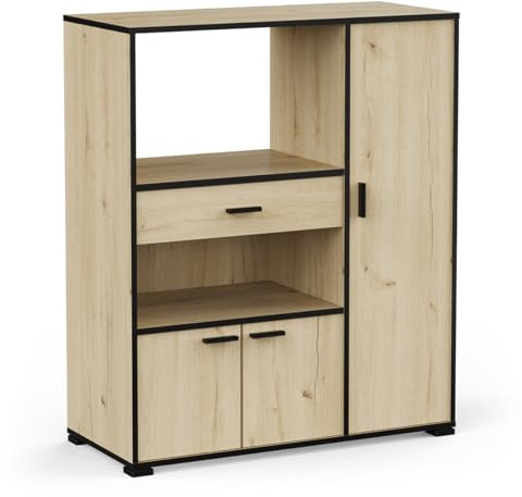 habeig Küchenschrank 957 Schrank Küchenregal Küchenmöbel Mikrowelle Singleküche Küche (Königseiche)