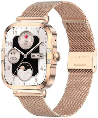 SEND UP nuovo 2025 1.75 pollici con schermo a colori HD AMOLED 390 * 450 con funzione NFC gestione mestruale Smartwatch da donna per donna. (Oro)