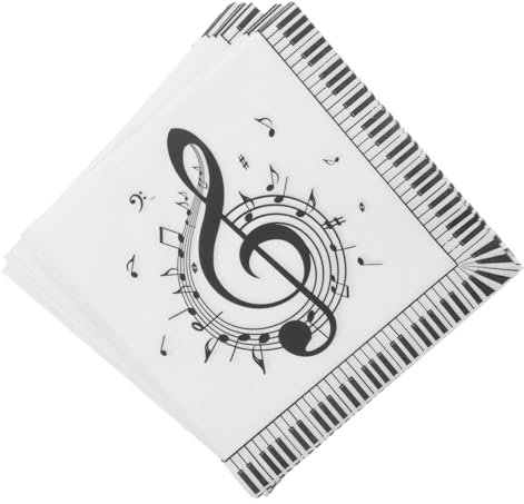 VERDANVERSE 20stücke Servietten Mit Musiknoten Partytischservietten Aus Papier Musik-party-dekorationen Einweg-abendessen-servietten Dekoration Für Geburtstag Und Festival