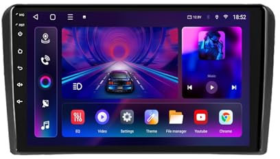 Android 13 2 DIN Pantalla Táctil Radio 9 Coche Pantalla para Audi A3 2 8P 2003-2013 con Enlace Espejo/Navegación GPS/Radio FM/BT/Mandos Volante/Reproductor Multimedia(2+32G)