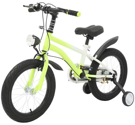 Ealtqund Kinderfahrrad 16 Zoll Jungen Mädchen Kohlenstoffstahl-Legierung Fahrrad, Kinder Fahrrad ab 5-8 Jahren, Ausbildungsfahrzeuge mit LED Lampe Höhe Einstellen Kinder, Gelb