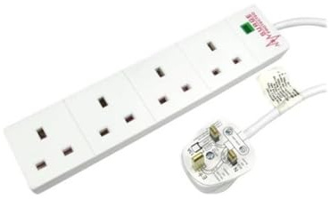 Your It 4 Gang Surge Protected LED Indicator UK Mains Extension 5m White