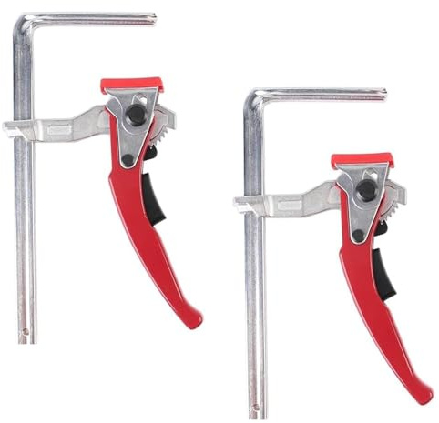 TOOSOAR 2 Pièces Serre-joints à Levier, Serre Joints à Serrage Rapide, Serre Joint à Une Main avec Capacité de 200MM et Profondeur de Gorge de 60MM, Pince à Cliquet en F pour Poncer, Couper