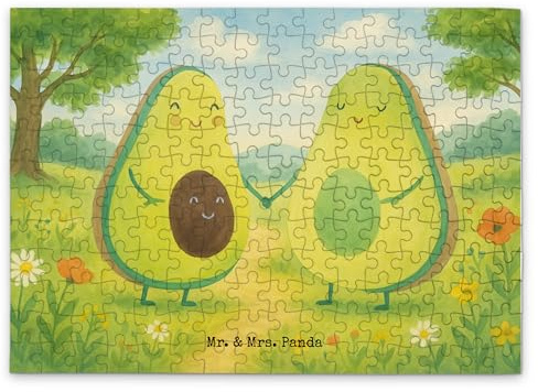Mr. & Mrs. Panda Puzzle Avocado Pärchen Design 192 Teile - Geschenk, 300, 1500, 500, 2000, Kinder, Liebe, Familie, Avocados, 1000
